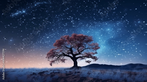 Tree Landscape Against A Night Sky