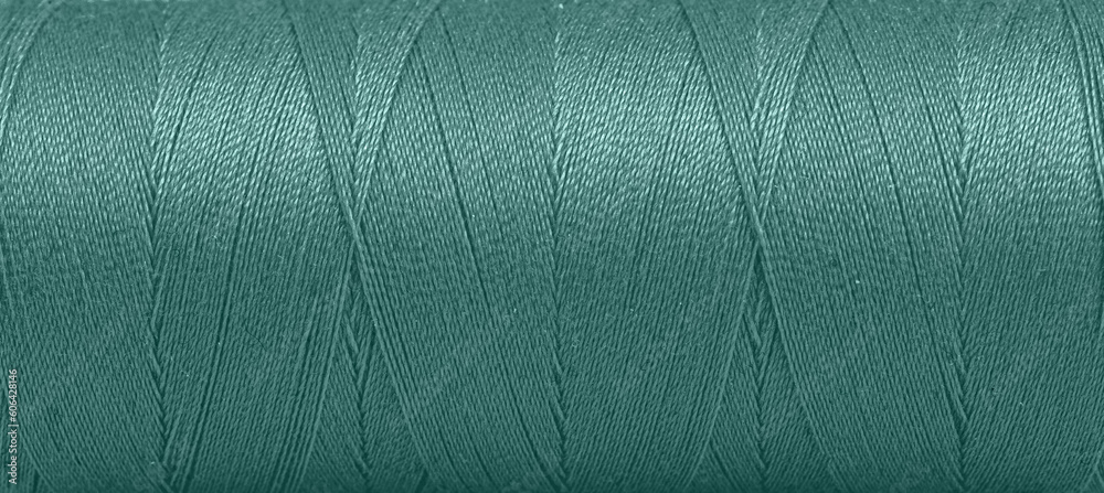 Εκτύπωση καμβά Texture of threads in a spool of green color on a white background