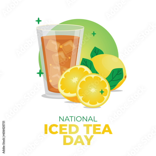 national iced tea day with tea and lemon illustration. summer drink illustration. iced tea vector illustration. lemon illustration