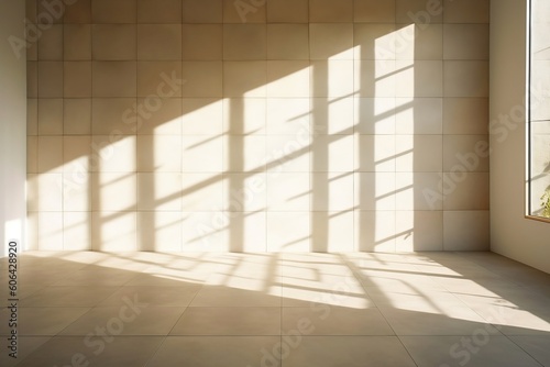 Captivating Sunlight and Shadows: Clean Concrete Tile Wall in Loft Style, Generated Ai