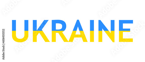 Ukraine color text. Vector isolated on white background. EPS 10