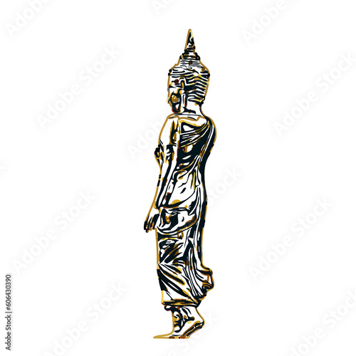 sketch of a buddha statue with a transparent background