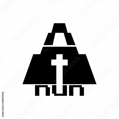Geometric cartoon nun illustration logo design..