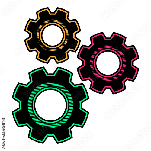 vector three Gears icon symbol vector illustration