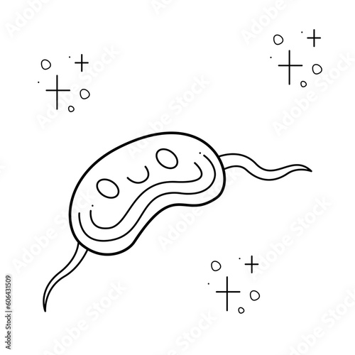 Overnight eye mask. Doodle black and white vector illustration.
