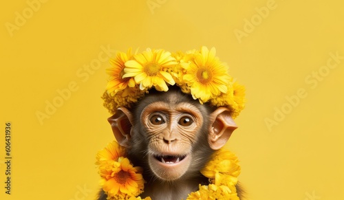 monkey hawaiian floral with generative ai