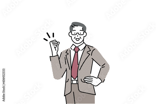 Middle aged businessman posing with guts