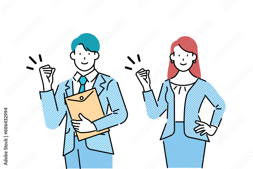 businessman businesswoman posing with guts businessman businesswoman posing with guts