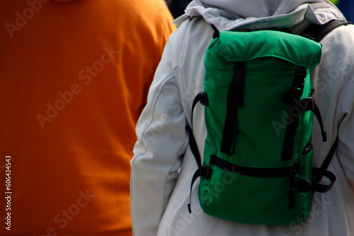 view of a person with backpack