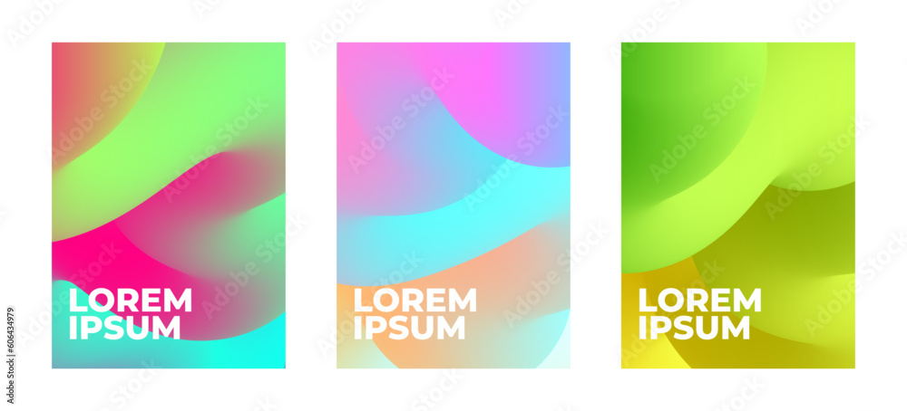 set of gradient poster or brochure covers. modern abstract blurred color gradient patterns. collection for brochures, posters, banners, flyers and cards. vector illustration
