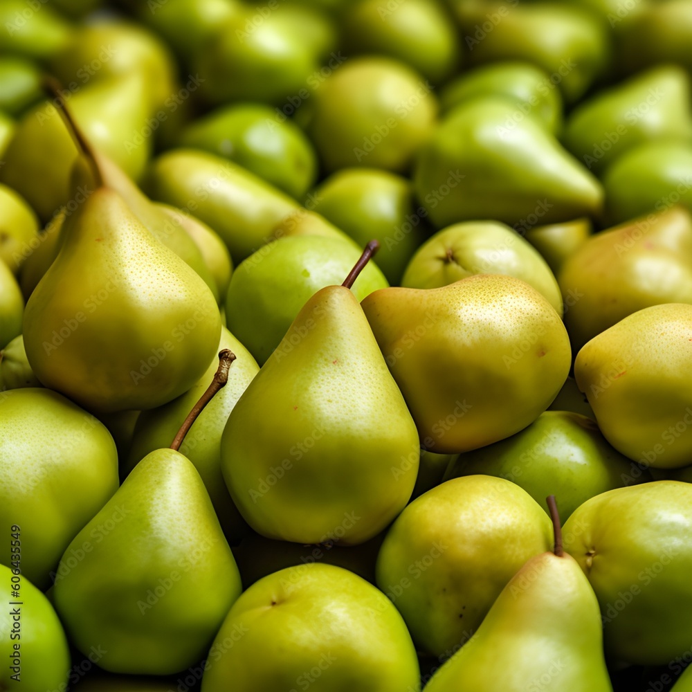 green pears in a market green pears in a market