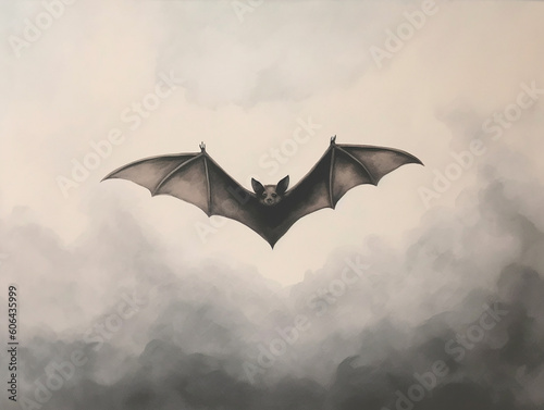 A Minimalist Oil Painting of a Bat in Nature | Generative AI