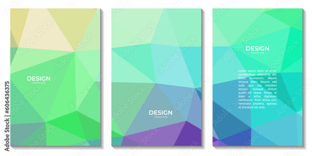 set of covers. set of book covers. set of flyers. abstract colorful geometric background with triangles