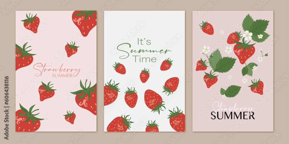  Set posters with a  fruits-theme. The upright Set is great for social media posts, cards, brochures, flyers, and advertising poster templates. Vector illustration.