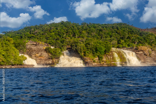 Hacha waterfall in the lagoon of the Canaima national park before the storm - Venezuela, Latin America