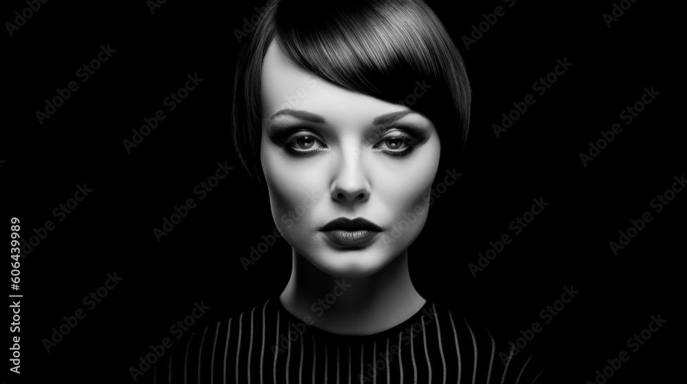 Very Pretty Woman Portrait in extreme LowKey Style Digital Art Generative AI KI Cover Magazin Bachground