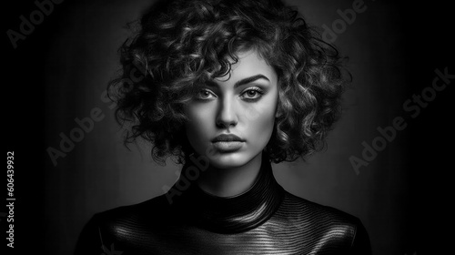 Very Pretty Woman Portrait in extreme LowKey Style Digital Art Generative AI KI Cover Magazin Bachground © Korea Saii