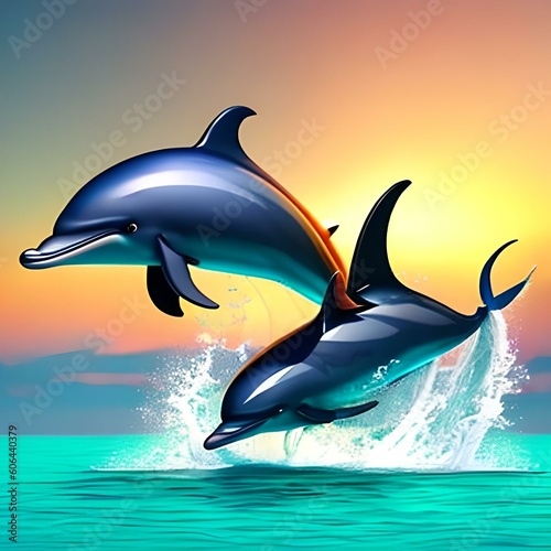 Dolphin illustration design generative ai