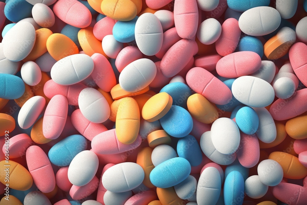 Massive Pile of Colorful Pharmacy Pills