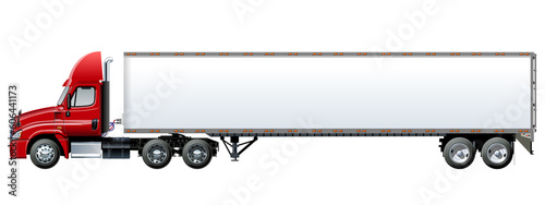 Cargo truck template isolated on transparebcy background PNG format