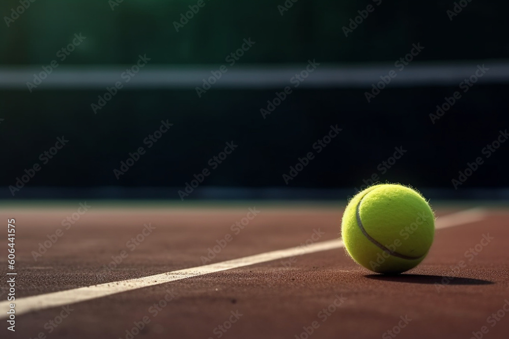 Tennis ball lying on the court, Healthy lifestyle concept