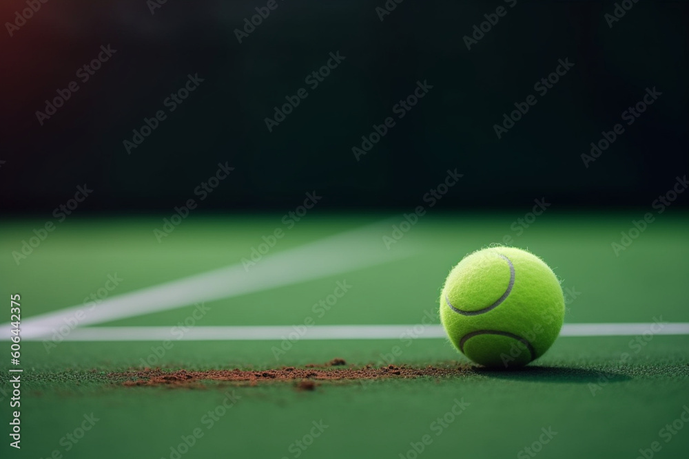 Tennis ball lying on the court, Healthy lifestyle concept