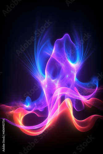 abstract colorful smoke on black background, computer generated abstract background created with AI 