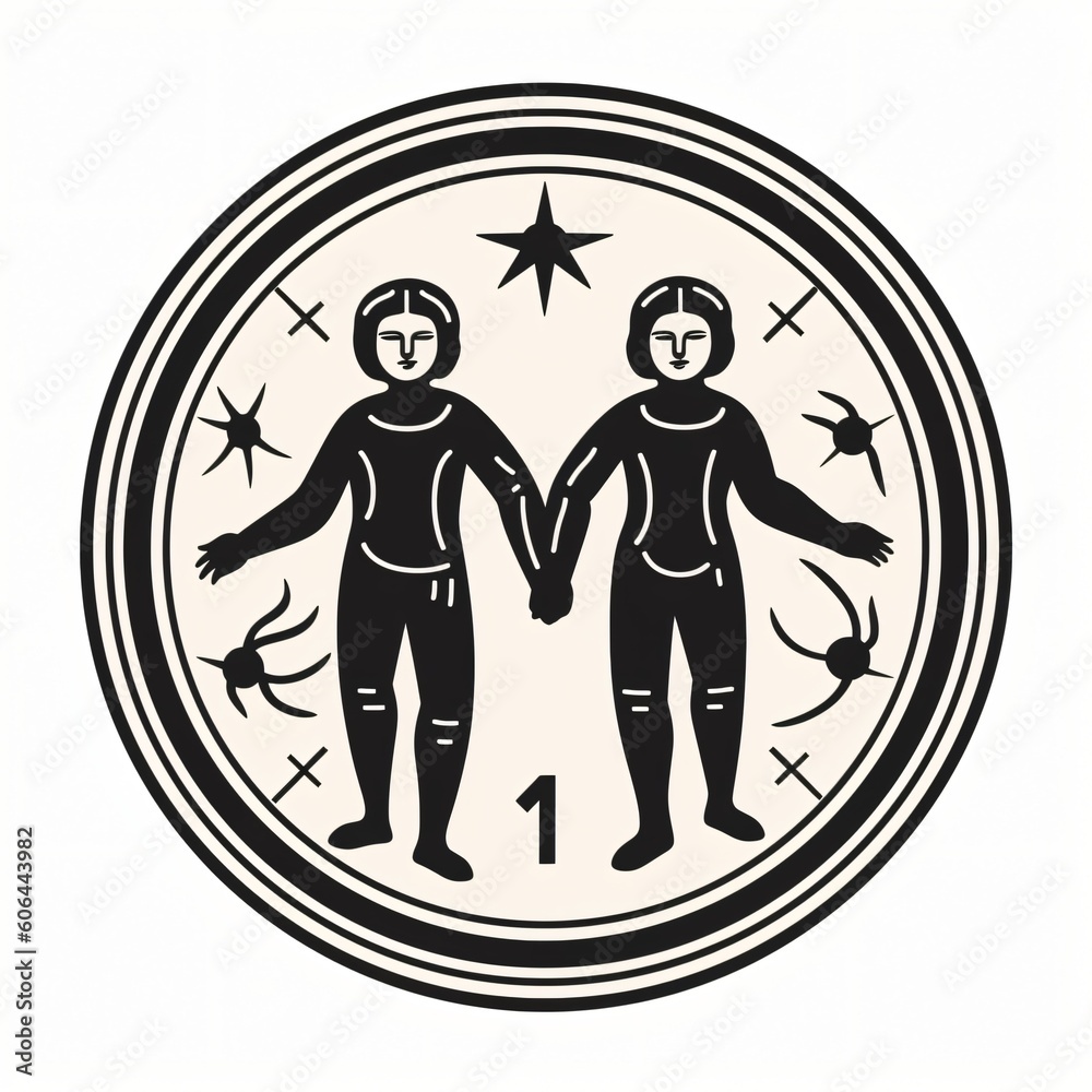 Gemini zodiac horoscope astrology sign, background symbol icon illustration design, Generative AI