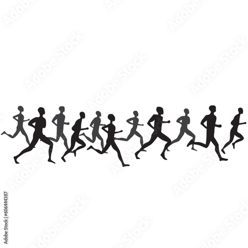 running people set of silhouettes, sport and activity background vector © valarti
