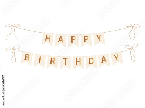 Happy birthday, birthday party flags on white background