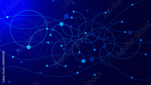 Connected dots and lines for networking, global communication technology concept. Abstract geometric background design.