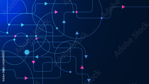 Technology lines and dots connection with triangle. Big data visualization, global networking and communication technology concept background.