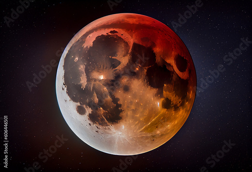 lunar eclipse wiev Generative AI photo