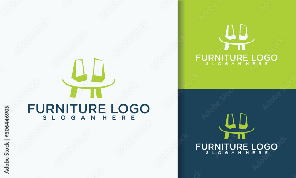 Interior minimalist room, gallery furniture logo design vector Interior minimalist room, gallery furniture logo design vector