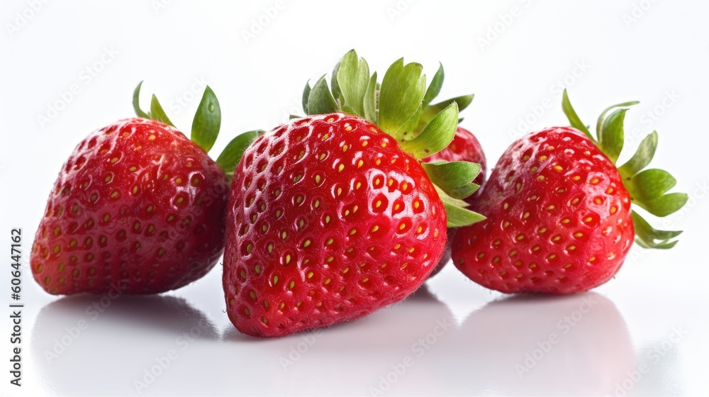 Strawberries isolated white. Generative AI Strawberries isolated white. Generative AI