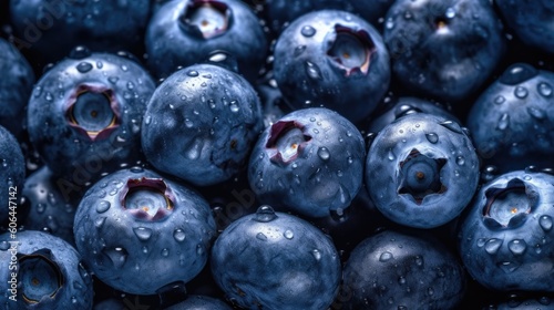 Photo Blueberries background. Generative AI