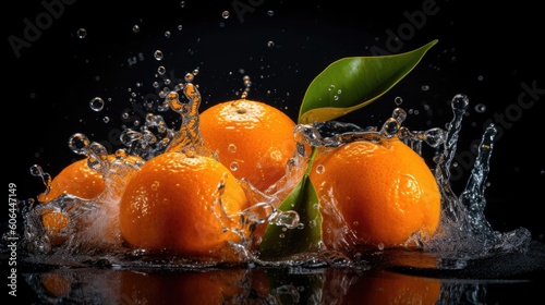Orange fruits on water. Generative AI