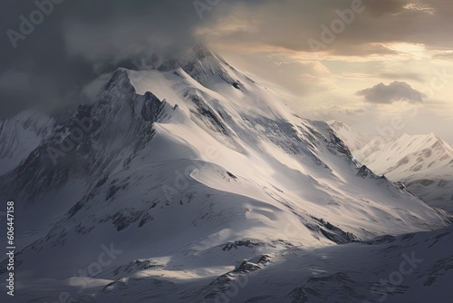 Snowy Mountains background. Generative AI