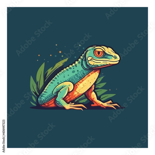 lizard mascot logo for reptile captivity.  flat color