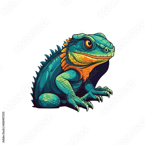 lizard mascot logo for reptile captivity.  flat color © Rapit