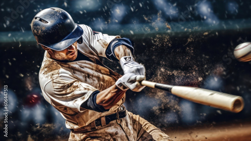 Baseball player in action on the field during a baseball game. generative ai