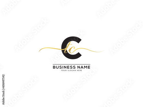 Abstract Three Ctc Letter Logo, Initial tcc c t c Signature Luxury Logo Design photo