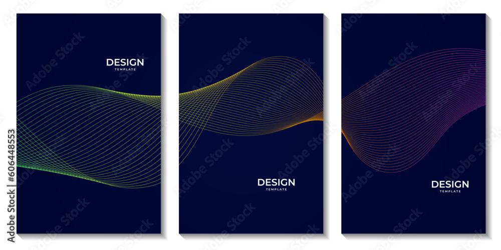 set of flyers. book cover. abstract wave modern colorful background