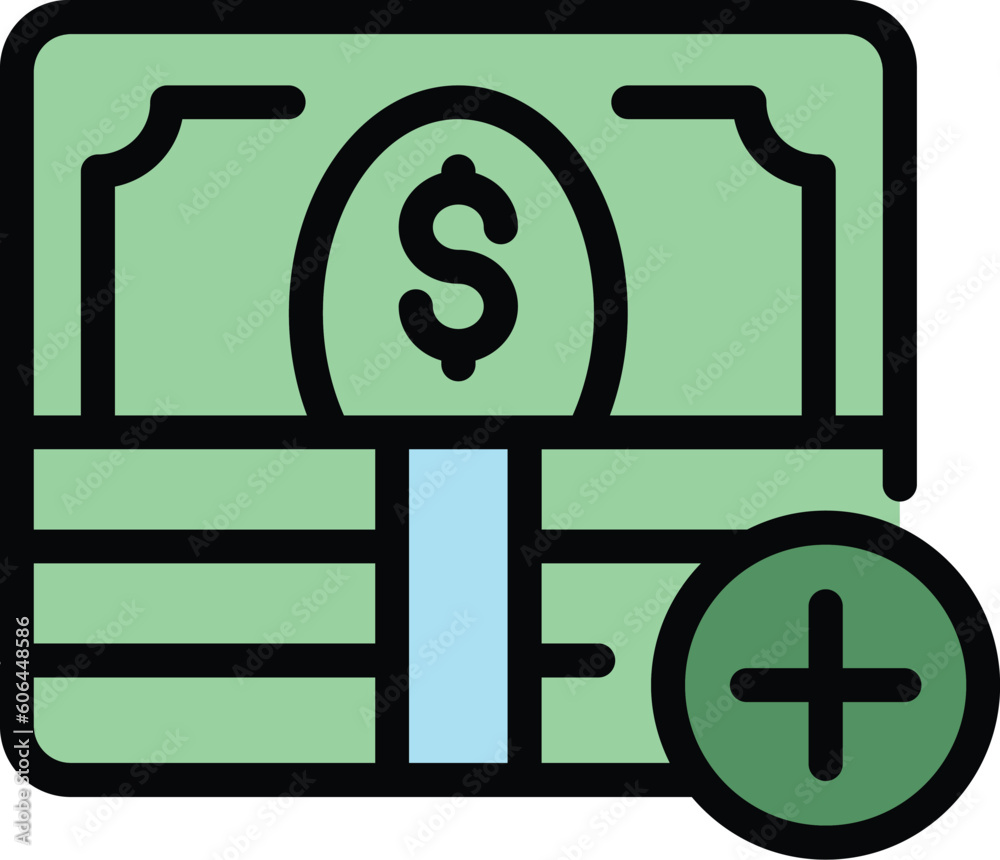 Cash pack icon. Outline Cash pack vector icon for web design isolated on white background color flat Cash pack icon. Outline Cash pack vector icon for web design isolated on white background color flat