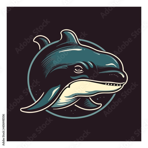 orca whale mascot logo. modern flat color