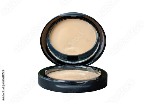 фотографія Cosmetic face powder or makeup puff on transparent background