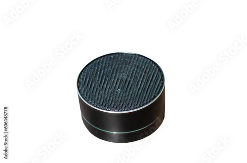 Small black portable Wireless Speaker on transparent background