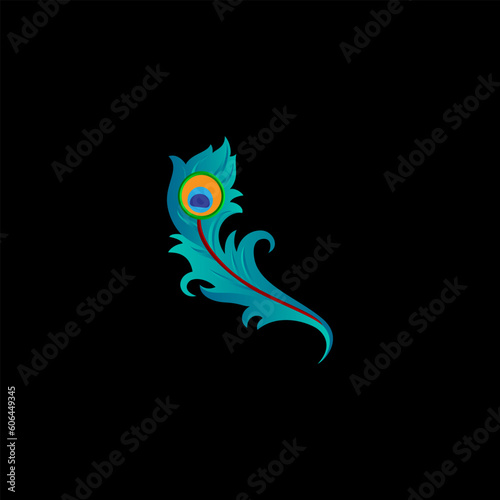 peacock feather vector illustration for an icon,symbol or logo. peacock feather logo template