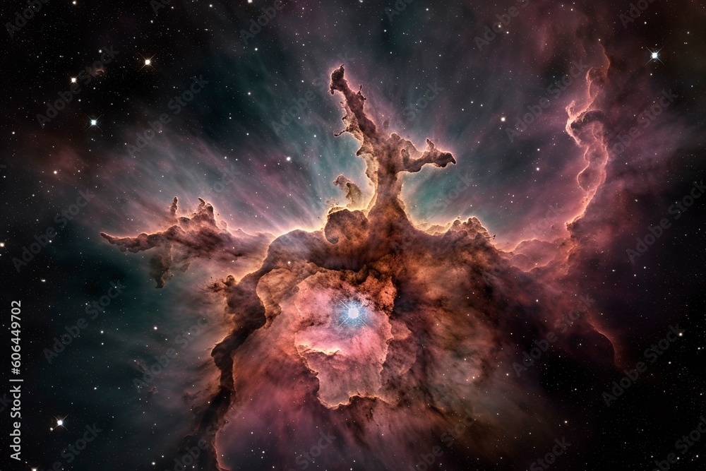 Obraz premium Using multiple exposures to create a detailed and colorful image of the Carina Nebula, a star-forming region located in the southern constellation Carina, generate ai