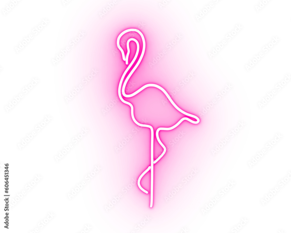 Fototapeta illustration of a pink flamingo neon sign